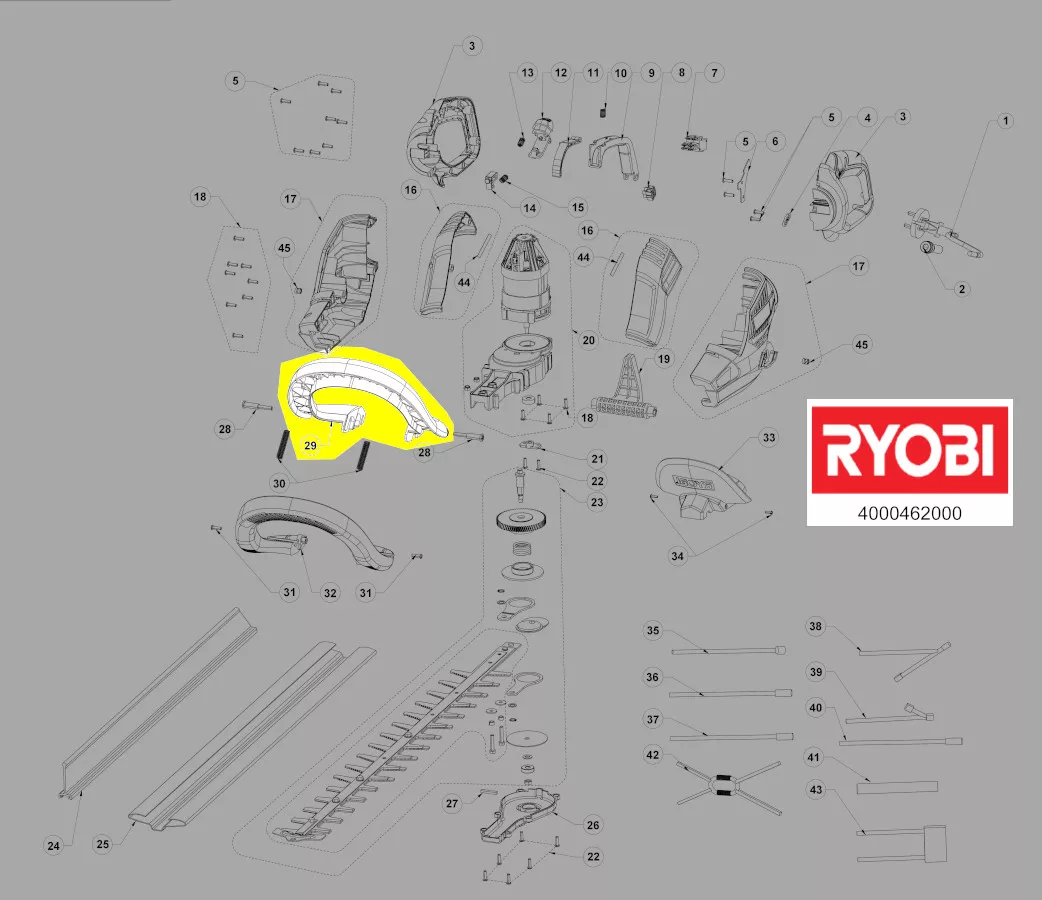 poignée partie supérieure réf. 5131035546 Ryobi